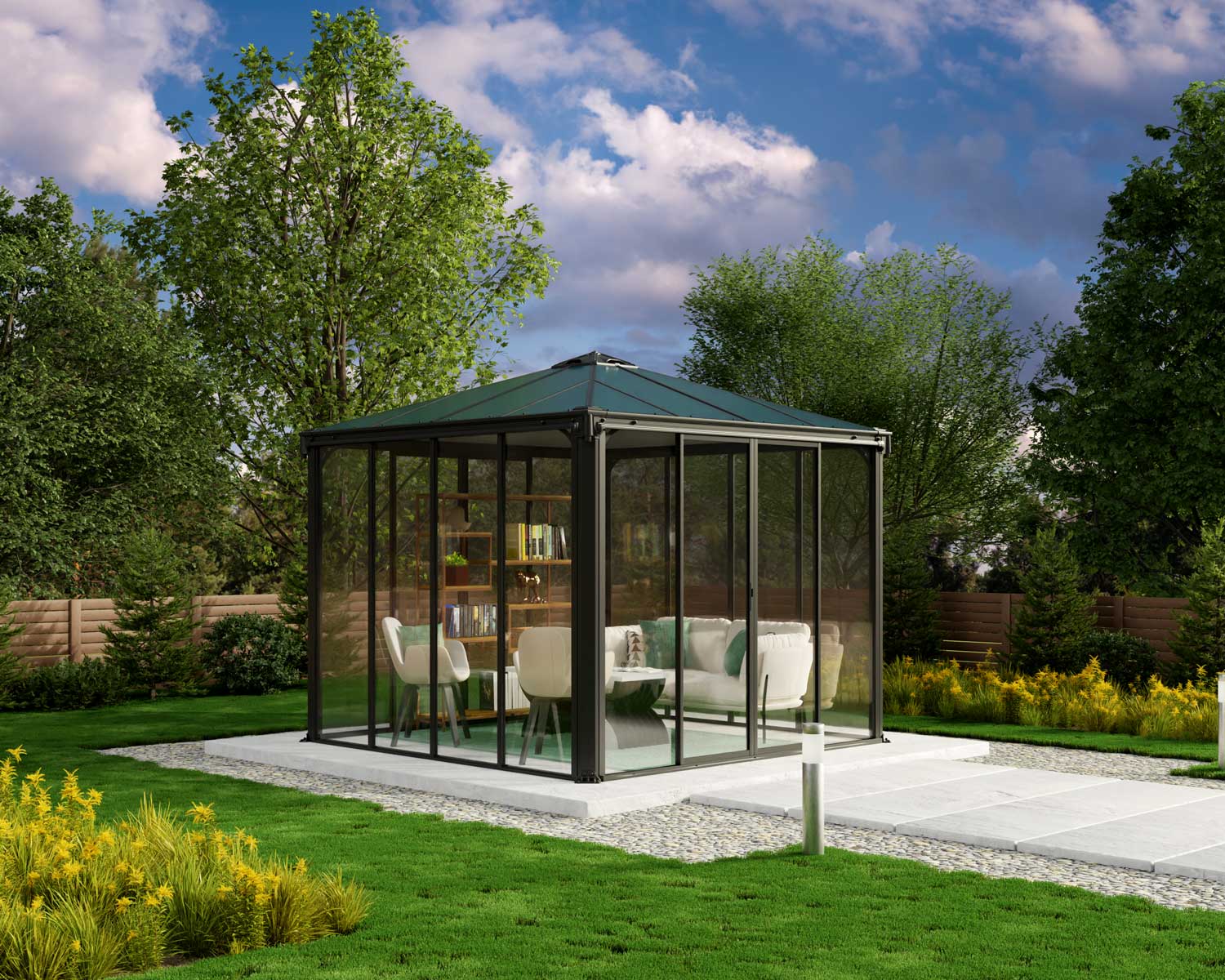 Ledro grey enclosed gazebo, 10 x 10 ft