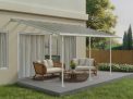 Sierra 10 ft. x 18 ft. Patio Cover white Aluminium Patio Cover With 3 Posts, Clear twin-wall polycarbonate roof panels on Deck