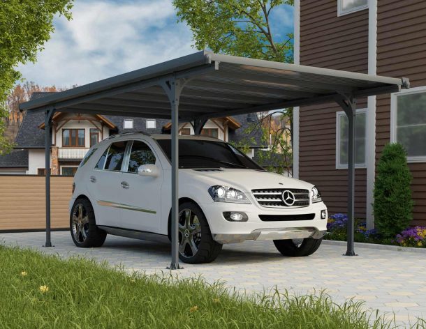 Canopia by Palram 10-ft W x 16-ft L x 7.11-ft H Gray Frame and Bronze Roof  Panels Aluminum Carport