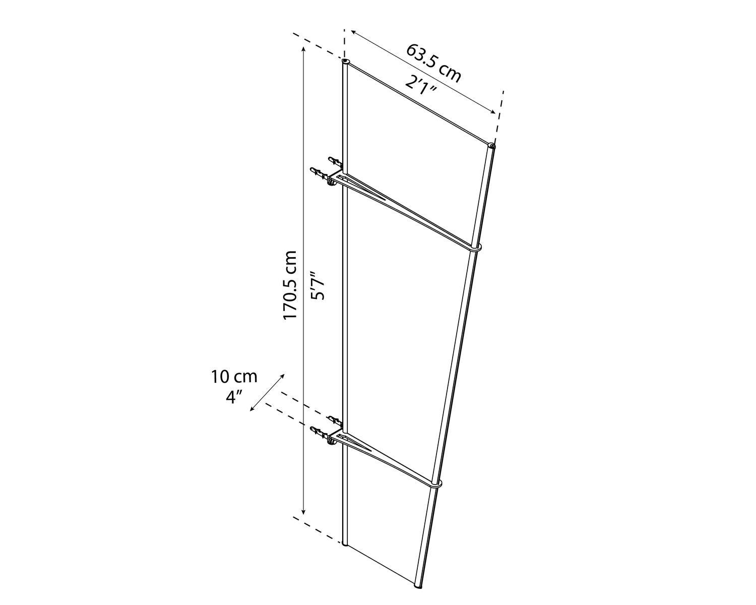 Pegasus door awning 2 ft x 6 ft clear panels sketch