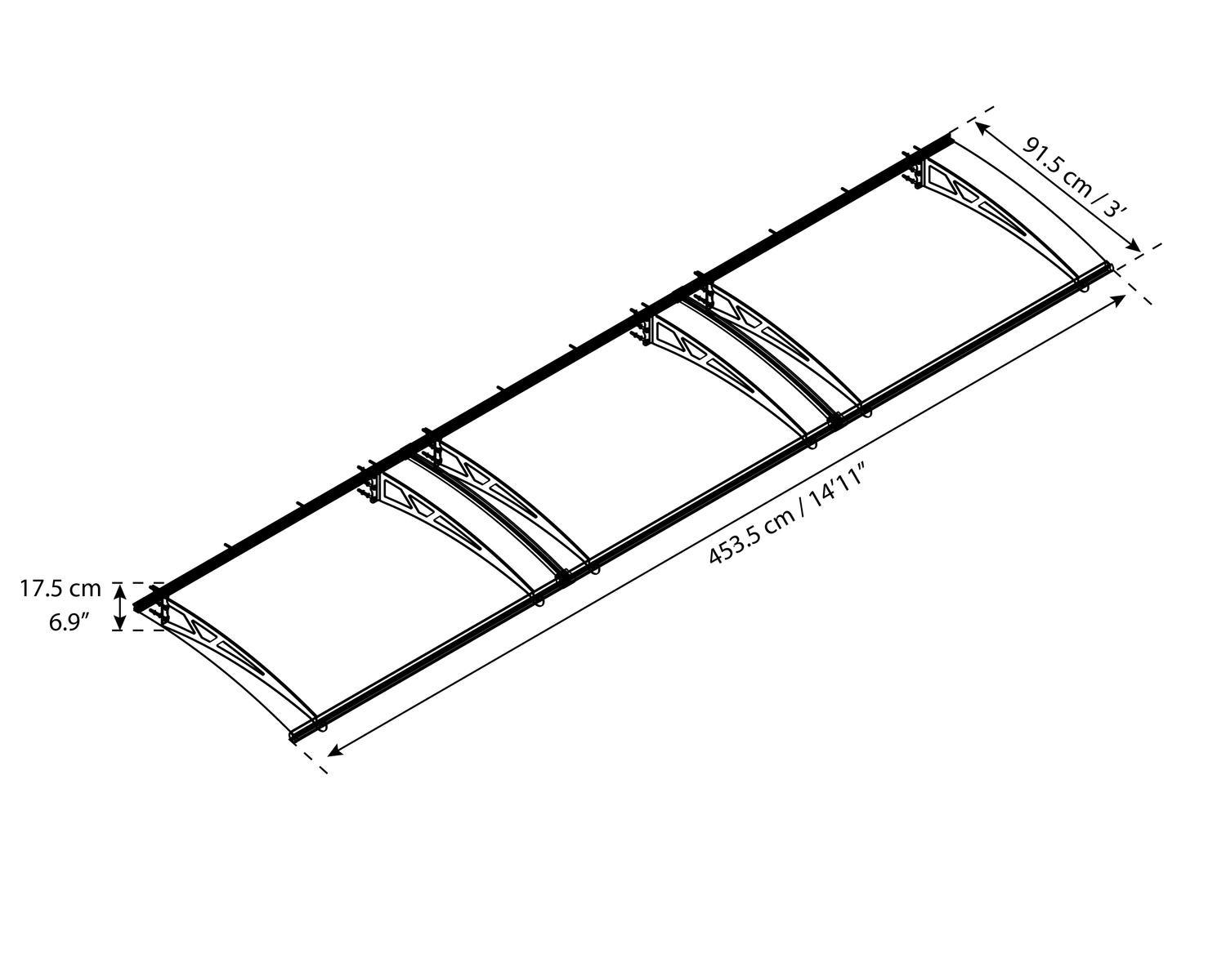Altair door awning, 3 ft. x 15 ft. sketch