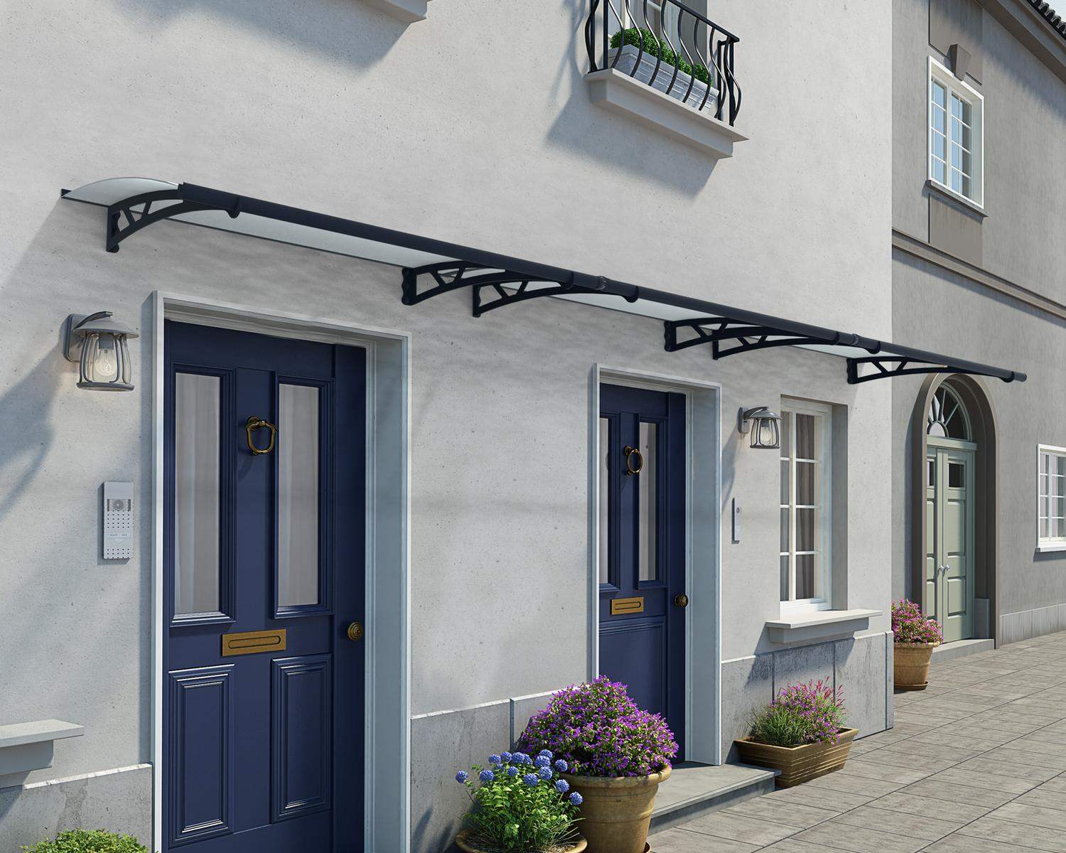 Grey Altair door awning, 3 ft. x 15 ft.