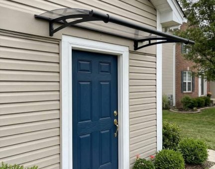 Aquila 3 ft. x 5 ft. Door Awning Kit - Grey Structure & Clear Panels