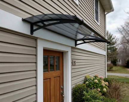 Aquila 3 ft. x 5 ft. Door Awning Kit- Grey Structure & Solar Grey Panels