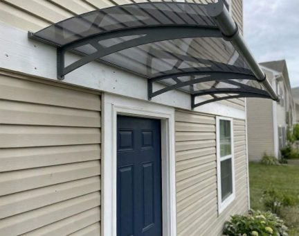 Aquila 3 ft. x 7 ft. Door Awning Kit - Grey Structure & Solar Grey Panels