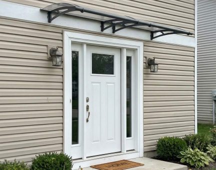 Aquila 3 ft. x 10 ft. Door Awning Kit - Grey Structure & Clear Panels