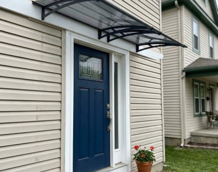 Aquila 3 ft. x 10 ft. Door Awning Kit- Grey Structure & Solar Grey Panels