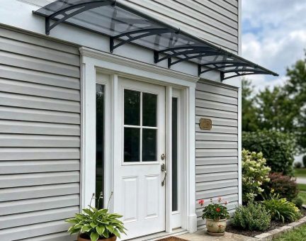 Aquila 3 ft. x 14 ft. Door Awning Kit - Grey Structure & Solar Grey Panels