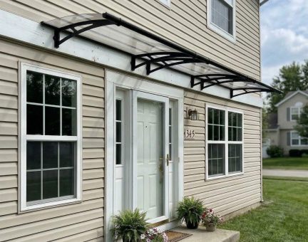 Aquila 3 ft. x 15 ft. Door Awning Kit - Grey Structure & Clear Panels