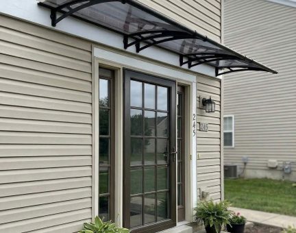 Aquila 3 ft. x 15 ft. Door Awning Kit - Grey Structure & Solar Grey Panels