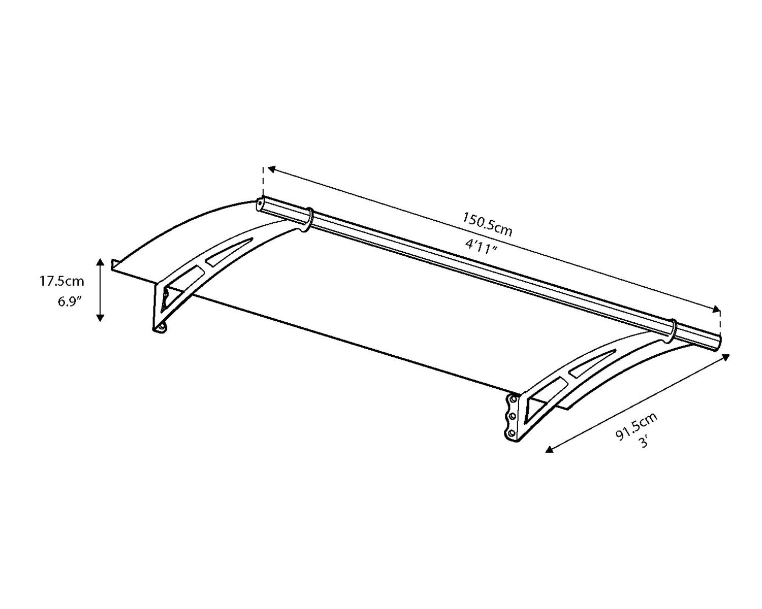 Capella door awning 3 ft x 5 ft with roof panels sketch