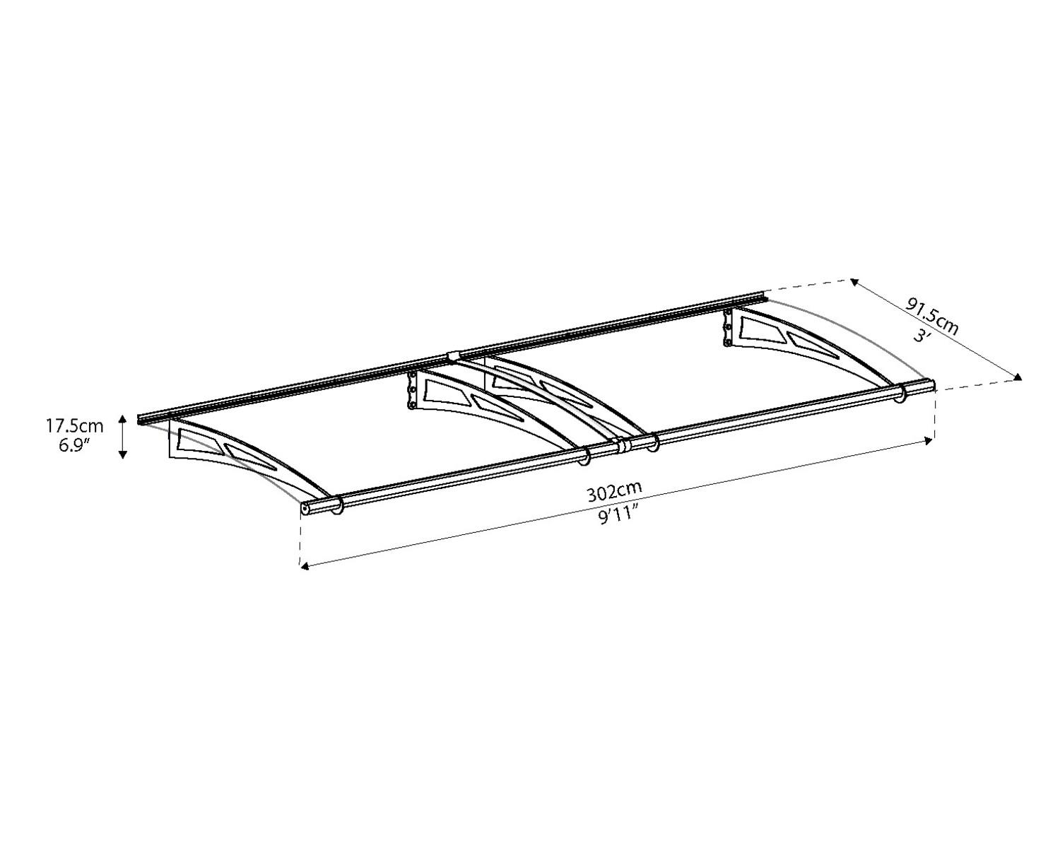 Capella door awning 3 ft x 10 ft design panels sketch