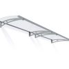 Door Awning Capella 3 ft. x 10 ft Silver Structure & Clear Glazing
