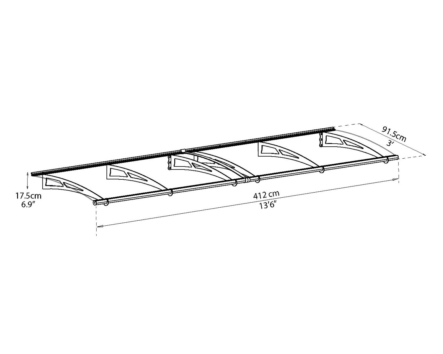 Capella door awning 3 ft x 14 ft panels sketch