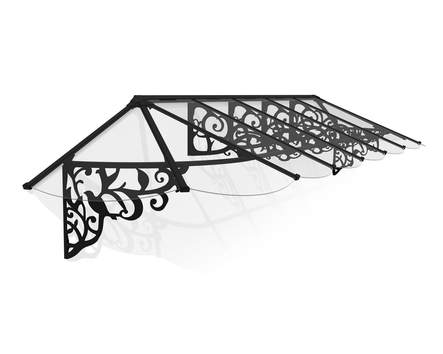 Door Awning Lily 3 ft. x 13.8 ft. Black Structure &amp; Clear Glazing