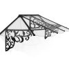 Door Awning Lily 3 ft. x 8.7 ft. Black Structure & Clear Glazing