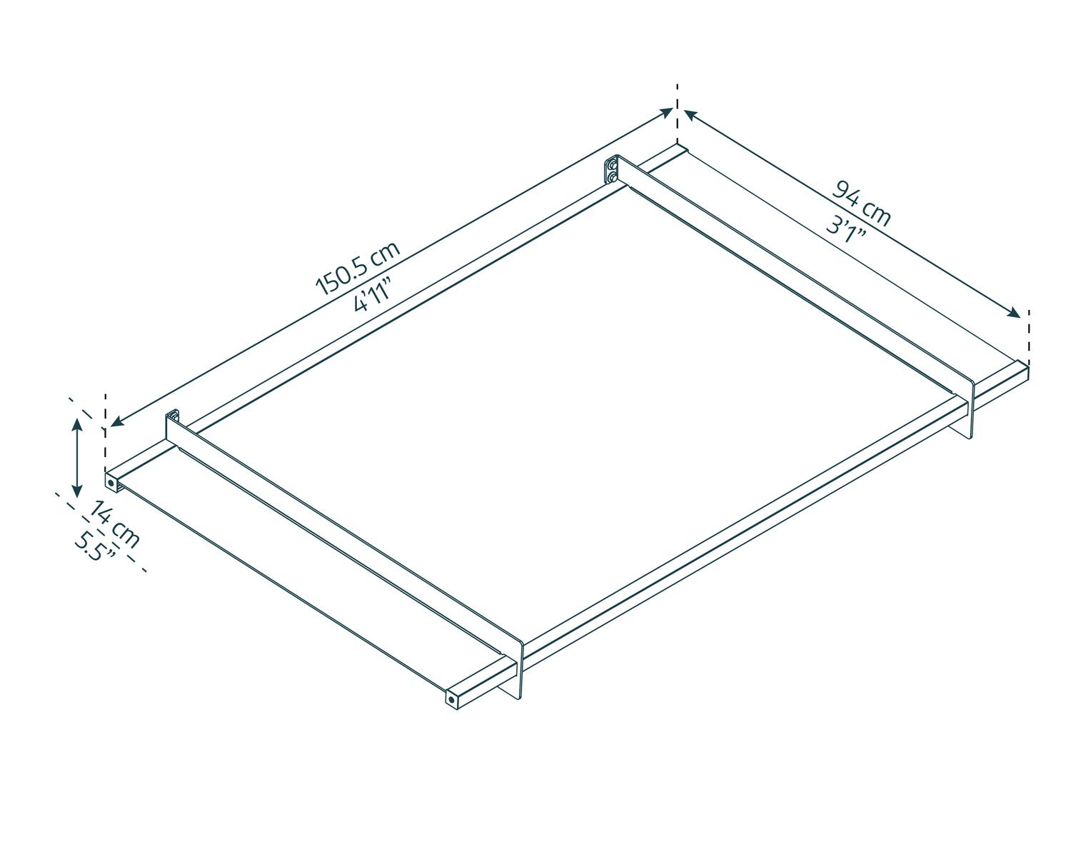 Nancy door awning, 3 ft x 5 ft clear panel sketch