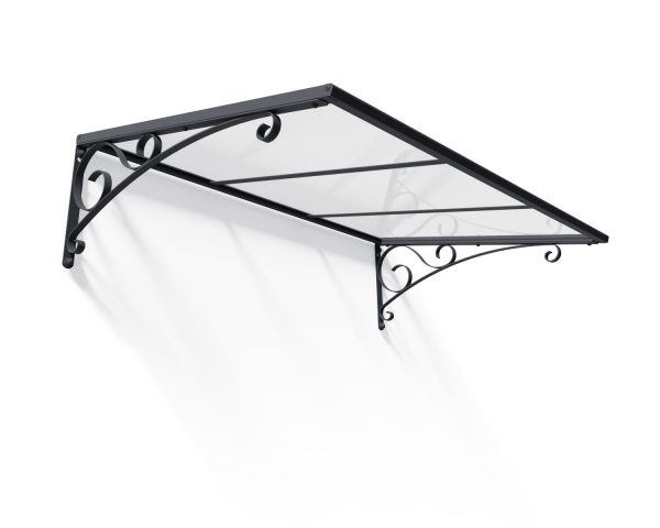 Grey Venus door awning 3 ft x 5 ft elegantly showcasing clear panels in a refined display