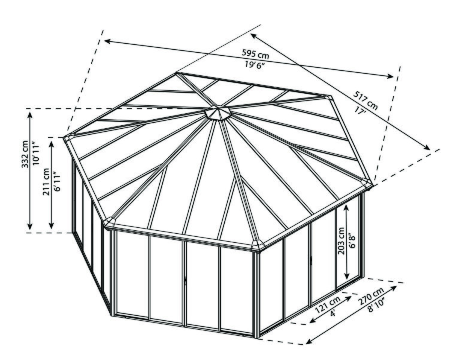 17 ft x 20 ft Garda enclosed gazebo sketch