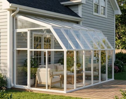 Sunroom 6 ft. x 12 ft. Solarium Kit - White Structure & Hybrid Panels