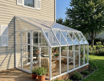 Sunroom 8 ft. x 12 ft. Solarium Kit - White Structure & Hybrid Panels