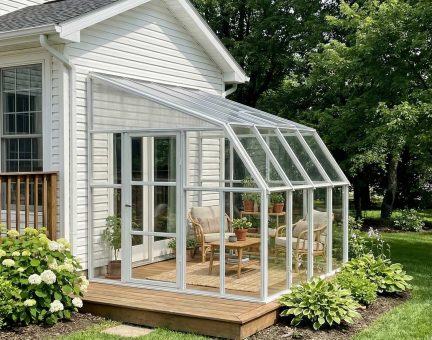 Sunroom 8 ft. x 8 ft. Solarium Kit - White Structure & Hybrid Panels