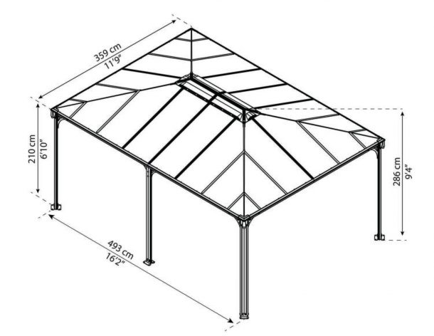 Tonnelle aluminium et toit polycarbonate Canopia by Palram Martinique 4,3 x  2,95 m