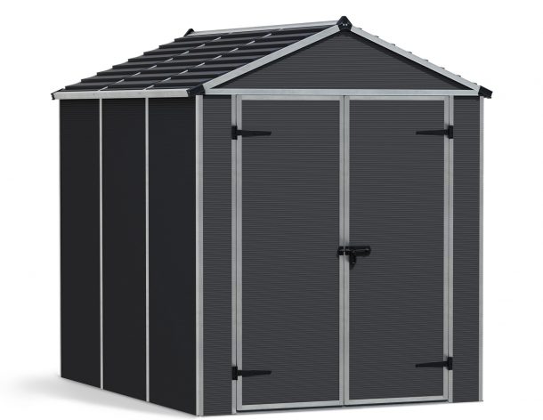Plastic Storage Shed Rubicon 6 ft. x 8 ft. with Dark Grey Polycarbonate Multiwall & Aluminium Frame