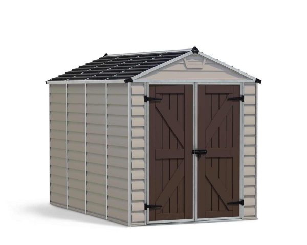 Skylight Plastic Storage Shed 6ft x 10ft in Tan, showcasing the spacious interior