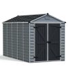 Skylight Plastic Storage Shed 6ft x 12ft in Dark Grey Deco, offering a glimpse of its airy, well-lit interior