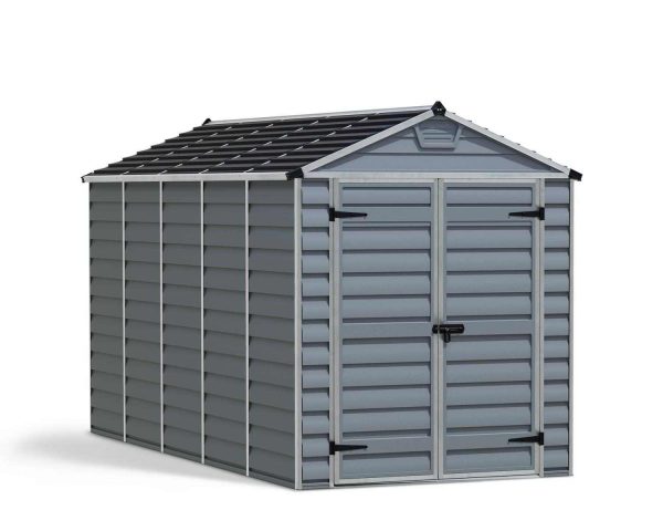 Skylight 6 ft. x 12 ft. Plastic Storage Shed with Grey Polycarbonate Panels & Aluminium Frame