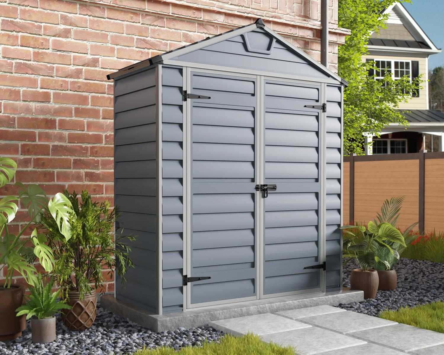 Skylight 6 ft. x 3 ft. Plastic Garden Storage Shed with Grey Polycarbonate Walls & Aluminium Frame