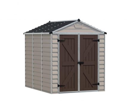 Skylight 6' x 8' Plastic Storage Shed with Tan Polycarbonate Walls & Aluminium Frame