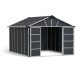 Large Plastic Storage Shed Without Floor, Yukon 11 ft. x 13.1 ft. Dark Grey Polycarbonate Walles And Aluminium Frame
