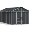 Large Plastic Storage Shed, Yukon 11 ft. x 21.3 ft. Dark Grey Polycarbonate Multiwalls And Aluminium Frame