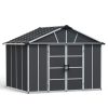 Large Plastic Storage Shed Without Floor, Yukon 11 ft. x 9 ft. Dark Grey Polycarbonate Walles And Aluminium Frame
