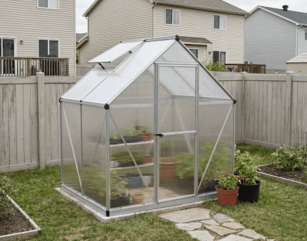 Mythos 6 ft. x 4 ft. Greenhouse Kit - Silver Structure & Twinwall Panels