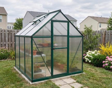 Mythos 6 ft. x 6 ft. Greenhouse Kit - Green Structure & Twinwall Panels