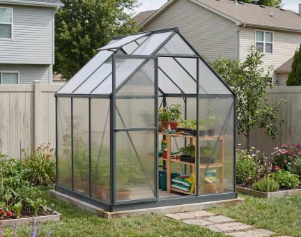 Mythos 6 ft. x 6 ft. Greenhouse Kit - Grey Structure & Twinwall Panels