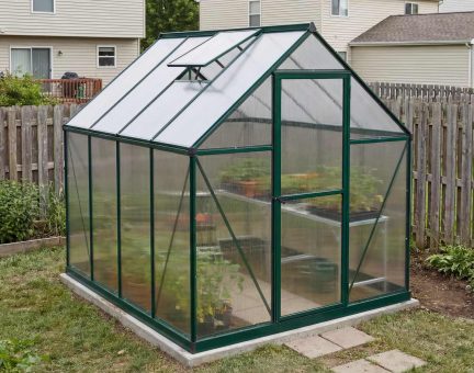 Mythos 6 ft. x 8 ft. Greenhouse Kit - Green Structure & Twinwall Panels
