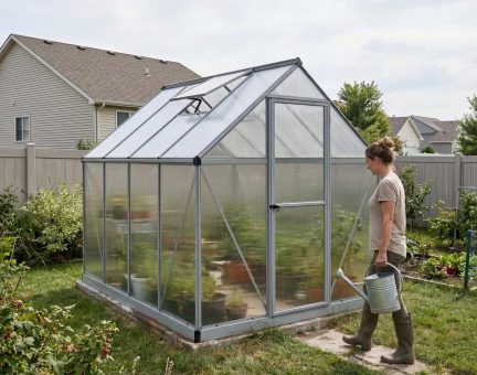 Mythos 6 ft. x 8 ft. Greenhouse Kit - Silver Structure & Twinwall Panels