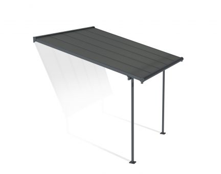 Capri 10 ft. x 10 ft. grey Aluminium Patio Cover With 2 Posts, grey Twin-Wall Polycarbonate Roof Panels.