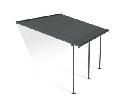 Capri 10 ft. x 14 ft. grey Aluminium Patio Cover With 3 Posts, grey Twin-Wall Polycarbonate Roof Panels.