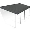 Capri 10 ft. x 30 ft. Grey Aluminium Patio Cover with 5 Postsgrey,Twin-Wall Polycarbonate Roof Panels.