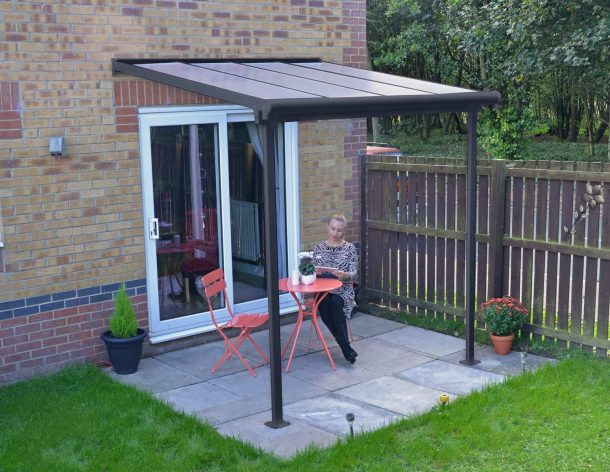 Sierra 7 ft. x 7 ft. grey Patio Cover Patio area with a aluminium pergola