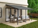 Sierra 10 ft. x 14 ft. Patio Cover With 3 Posts grey Aluminium Patio Cover With grey twin-wall polycarbonate roof panels on Deck