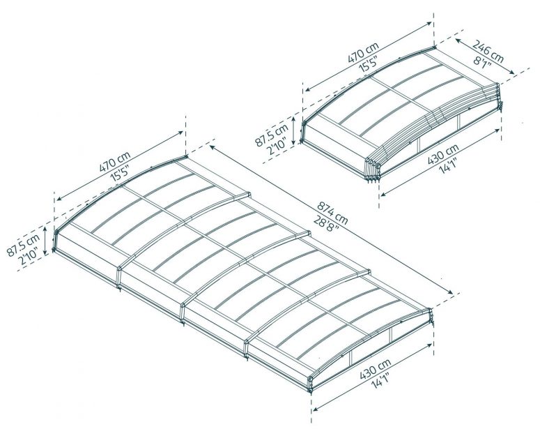 Abri de piscine Majorca en aluminium et polycarbonate – 8,7 x 4,7 m -  Canopia