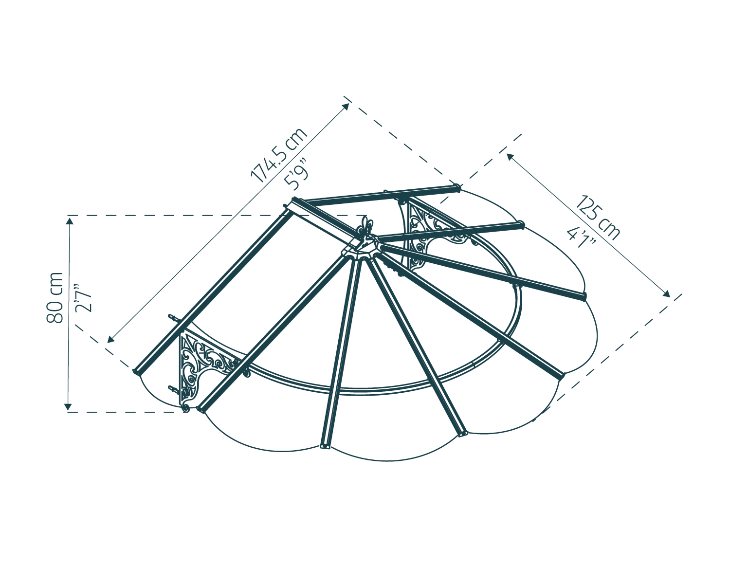 Iris door awning 4 ft x 6 ft design panels sketch
