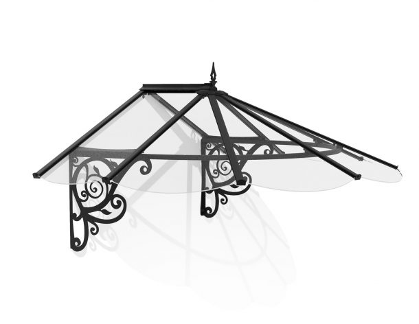 Lily 4 ft. x 6 ft. Door Awning Kit- Black Structure & clear Panels