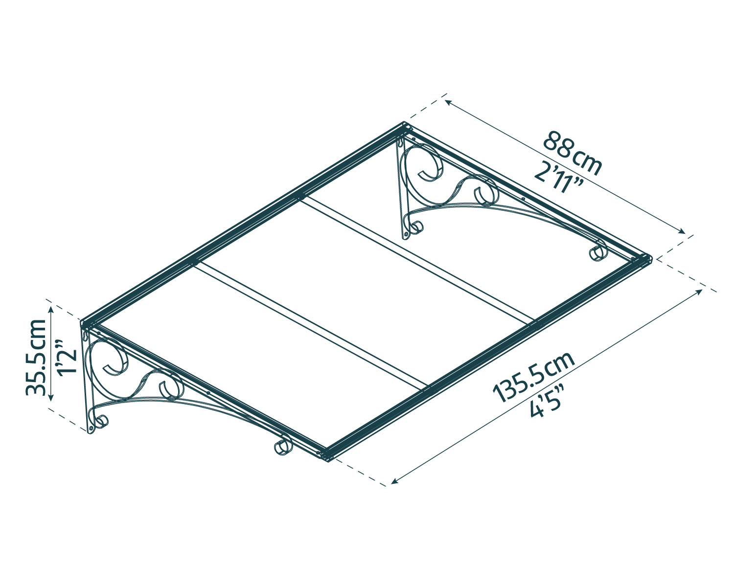 Venus door awning 3 ft x 5 ft sketch